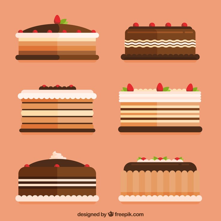 Vector gratuito colección de deliciosas tartas en estilo plano