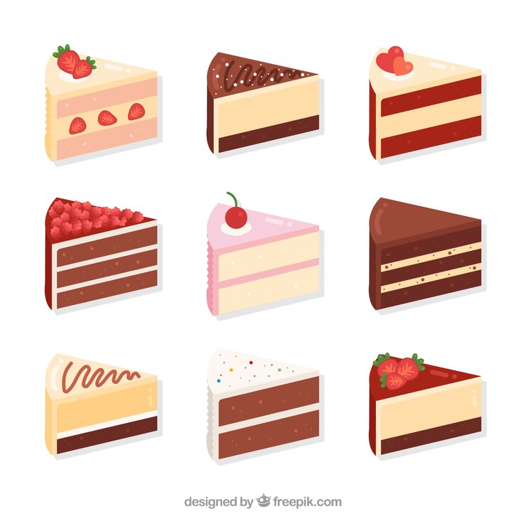 Vector gratuito colección de deliciosas tartas en estilo plano