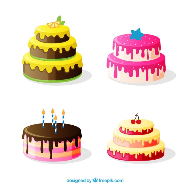 Colección de deliciosas tartas con glaseado