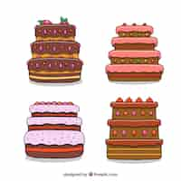 Vector gratuito colección de deliciosas tartas