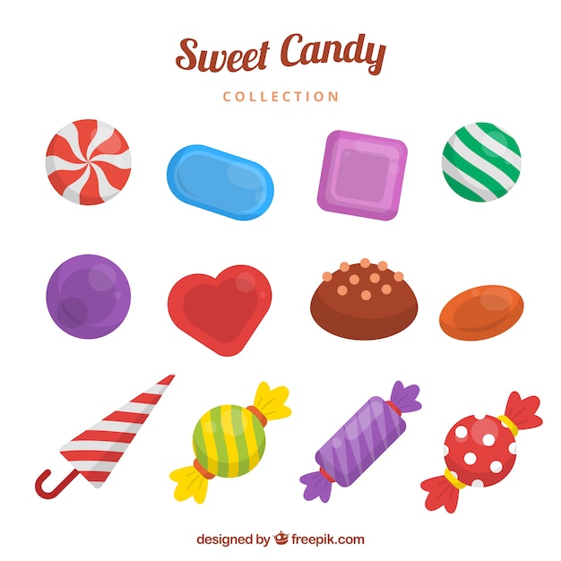 Colección de deliciosos dulces con diferentes colores