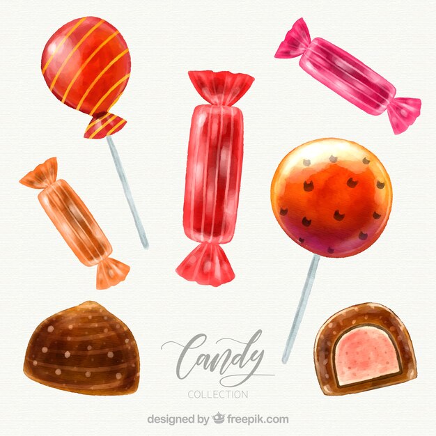 Colección de deliciosos dulces en estilo acuarela