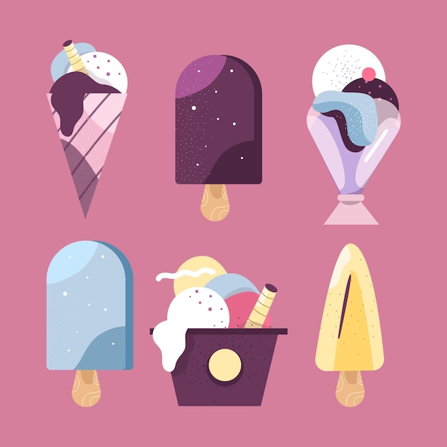 Vector gratuito colección de deliciosos helados