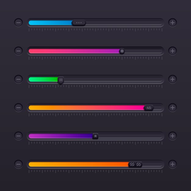Colección de deslizadores de colores degradados