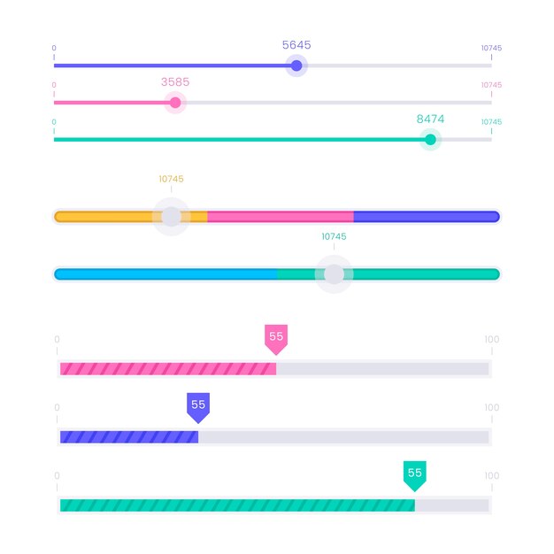 Colección de deslizadores de interfaz de usuario de diseño plano