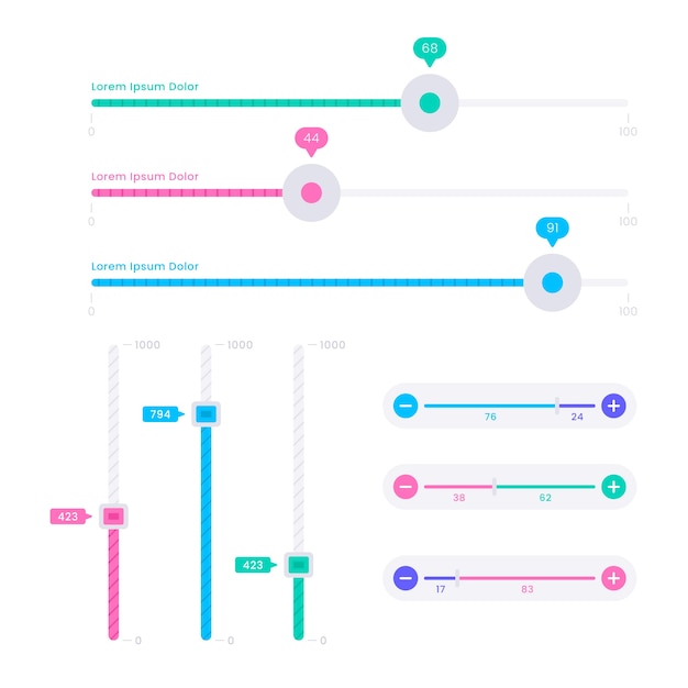 Colección de deslizadores de interfaz de usuario de diseño plano