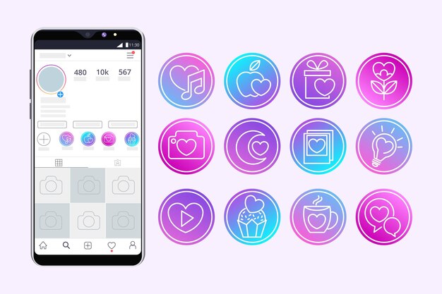 Colección de destacados de instagram degradados