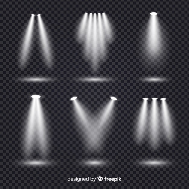 Colección de destellos de luz realistas