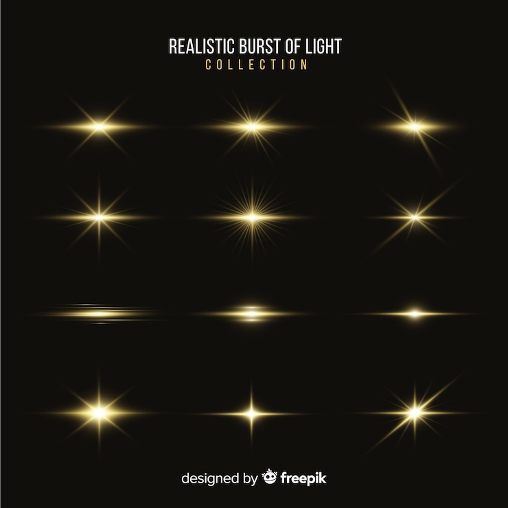 Vector gratuito colección de destellos de luz realistas
