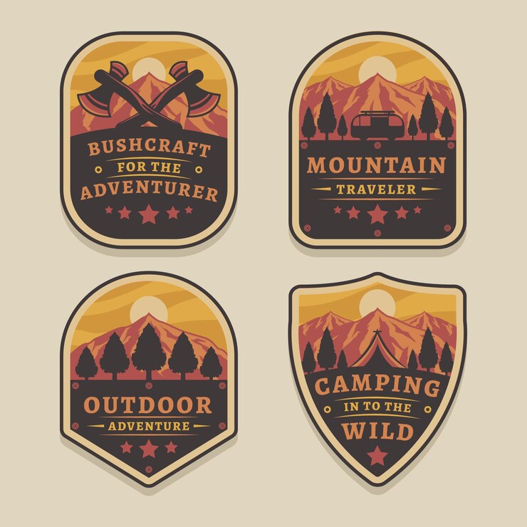 Vector gratuito colección detallada de insignias de aventuras