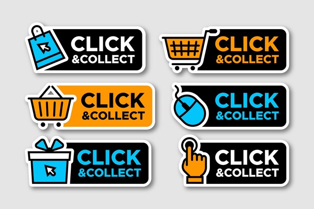Colección detallada de letreros de clic y recopilación