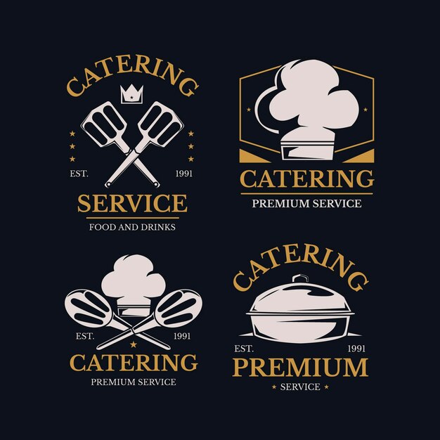 Colección detallada de logotipos de catering