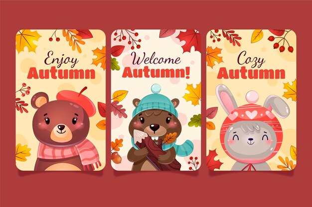 Colección detallada de tarjetas de otoño