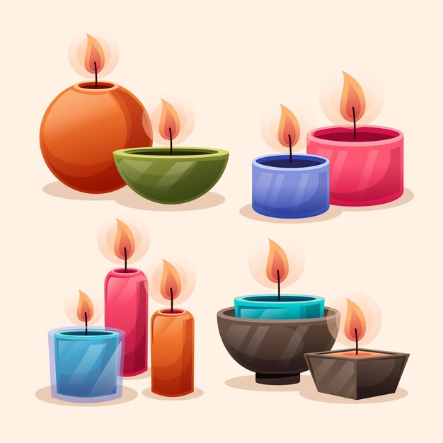 Colección detallada de velas perfumadas