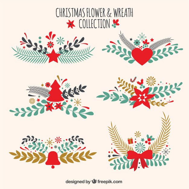 Colección de detalles florales navideños 