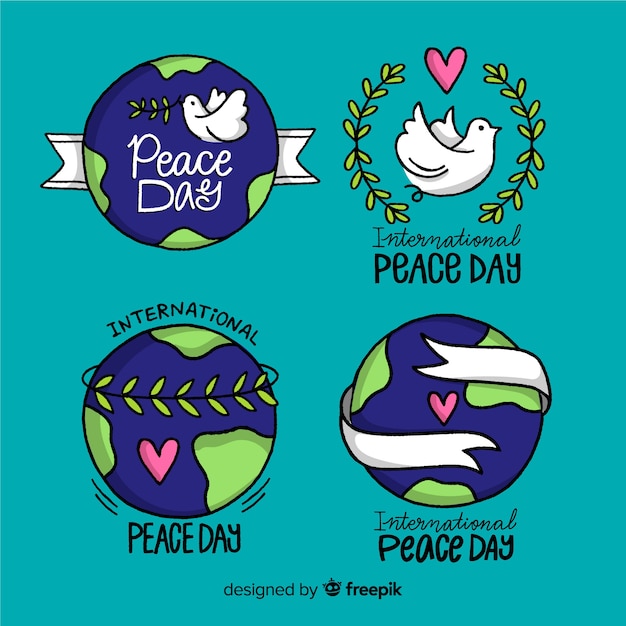 Vector gratuito colección del día de la paz dibujada a mano