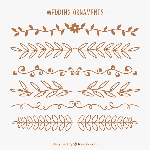 Colección dibujada a mano de adornos de boda