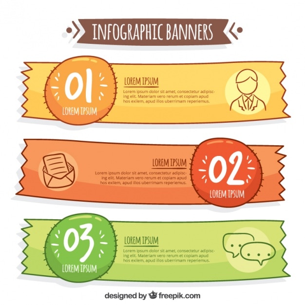 Vector gratuito colección dibujada a mano de banners infográficos coloridos