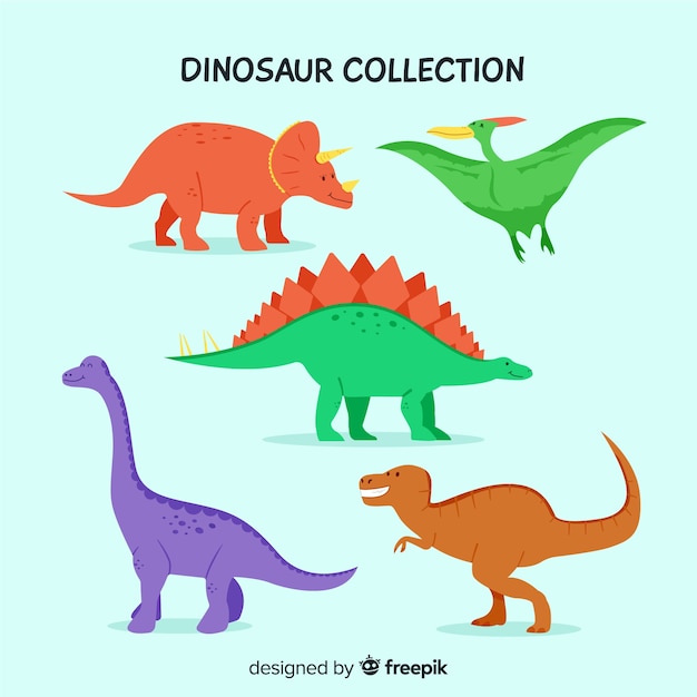 Colección dibujada a mano dinosaurios adorables