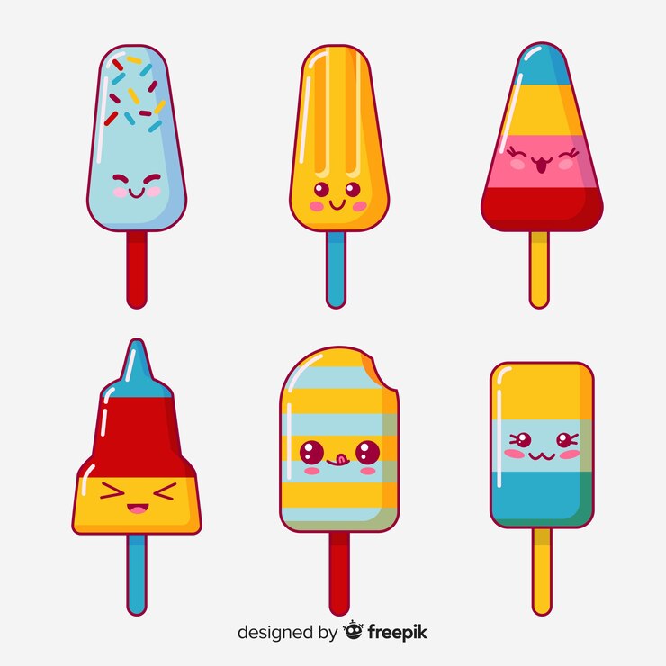 Vector gratuito colección dibujada a mano helados kawaii