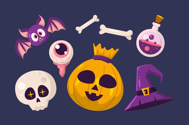 Colección de dibujado a mano elementos de halloween