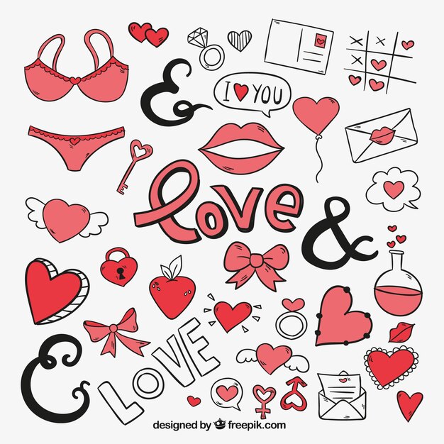 Colección de dibujos de amor para san valentín 