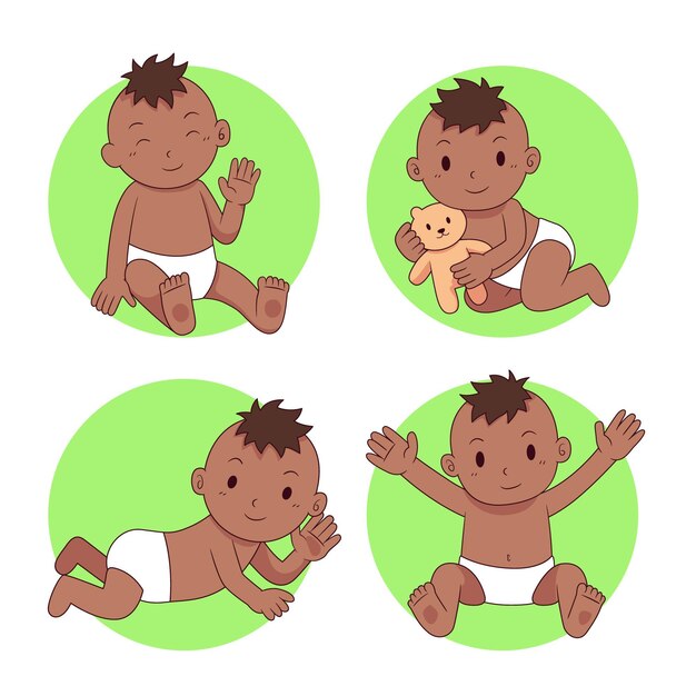 Colección de dibujos animados bebé negro