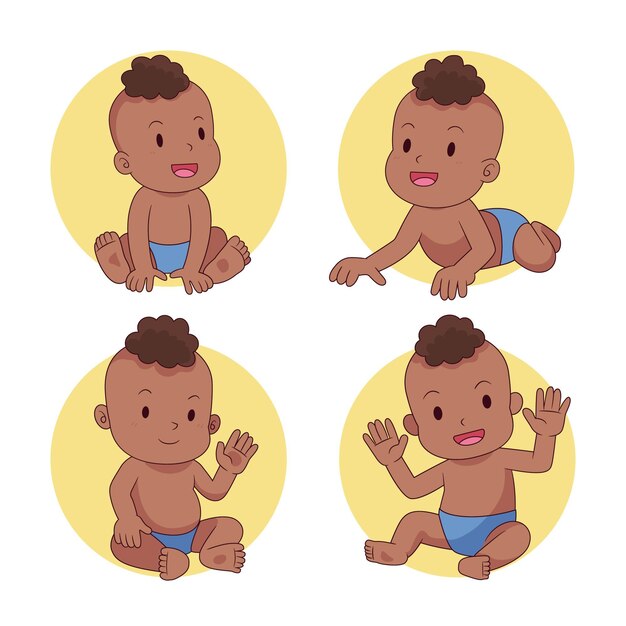 Colección de dibujos animados bebé negro