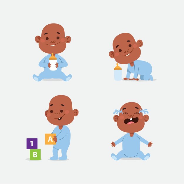 Colección de dibujos animados bebé negro
