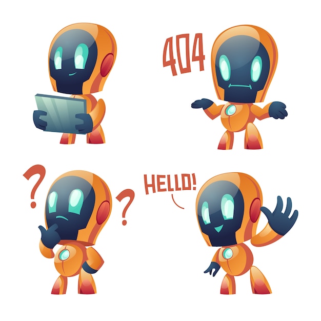 Vector gratuito colección de dibujos animados lindo chat bot