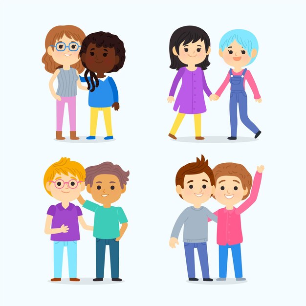 Colección de dibujos animados de personas del día del orgullo