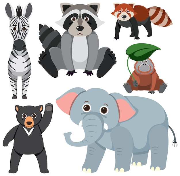 Vector gratuito colección de dibujos de animales salvajes