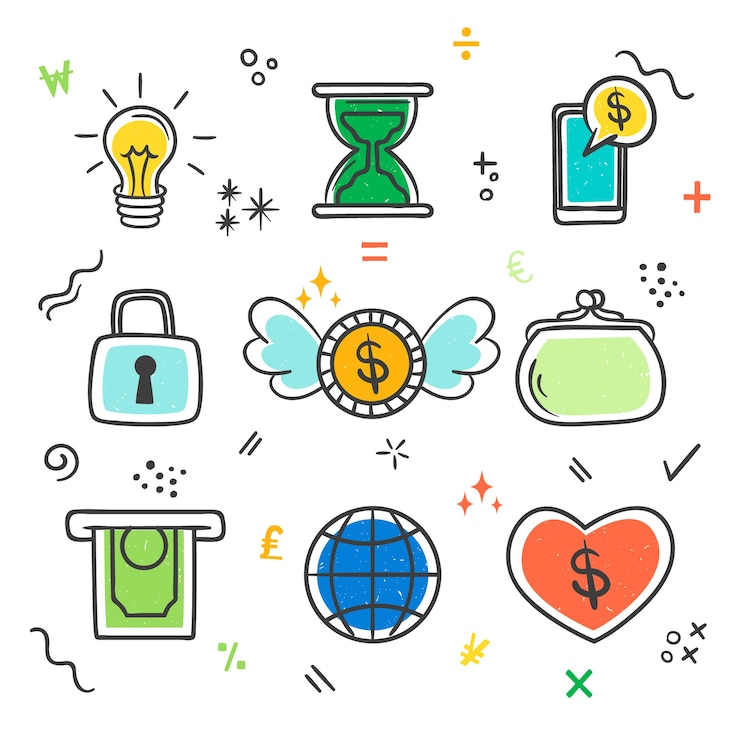 Vector gratuito colección de dibujos de banco dibujados a mano de garabatos