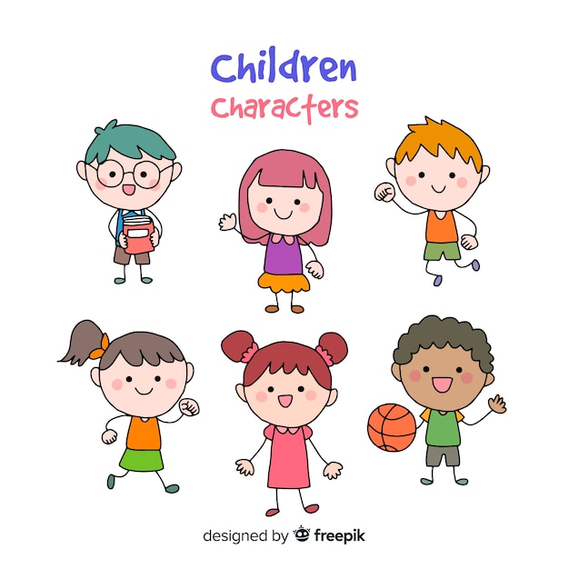 Vector gratuito colección dibujos personajes niños