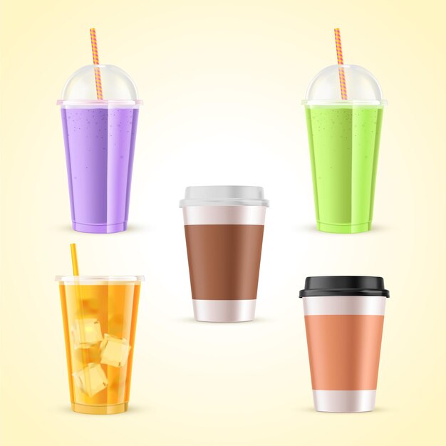 Colección de diferentes bebidas deliciosas.
