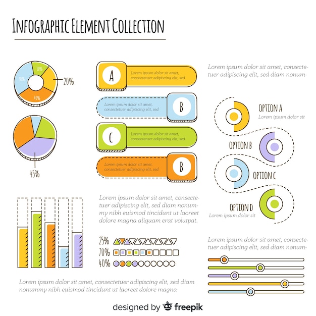 Colección de diferentes coloridos elementos infográficos