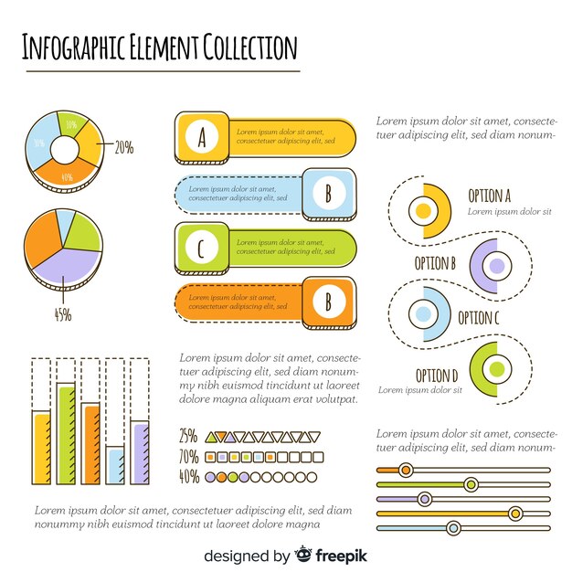 Colección de diferentes coloridos elementos infográficos