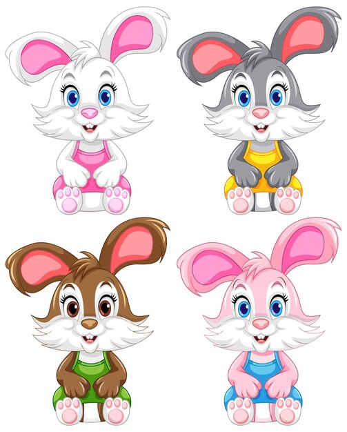 Colección de diferentes conejos