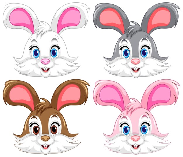 Colección de diferentes conejos