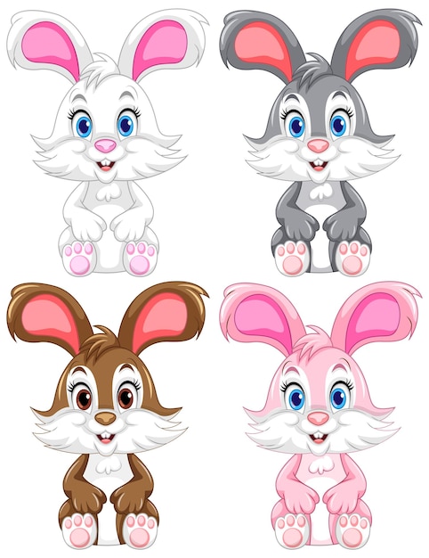 Colección de diferentes conejos
