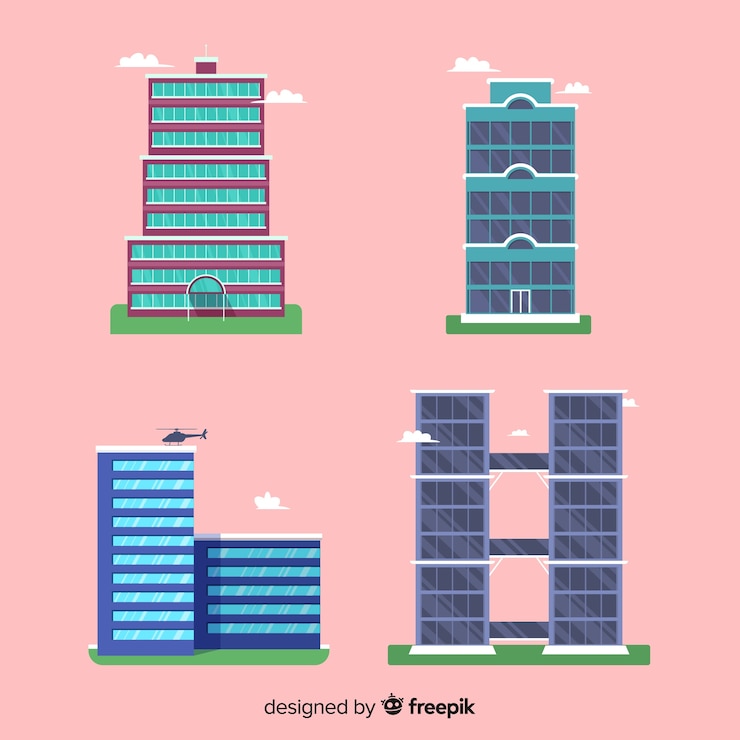 Vector gratuito colección de diferentes edificios de oficina