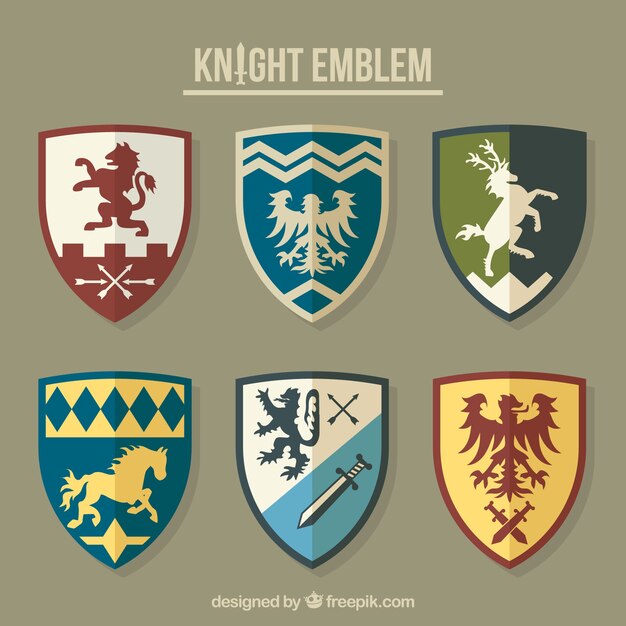Colección de diferentes emblemas de caballero