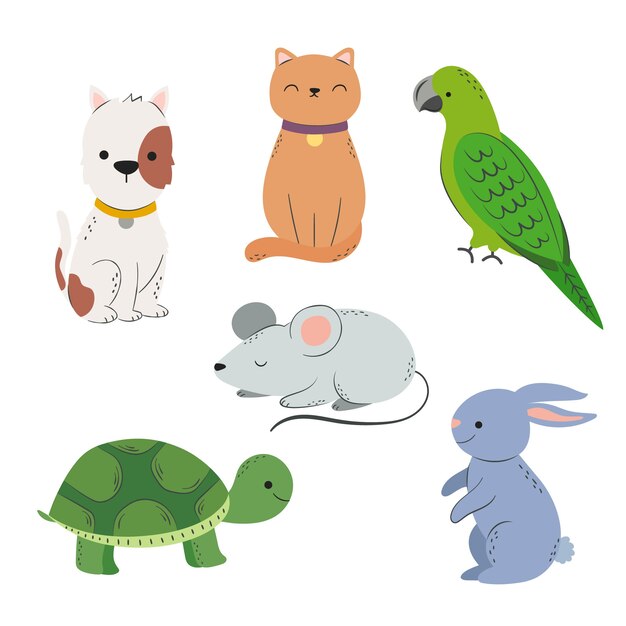 Colección de diferentes mascotas.