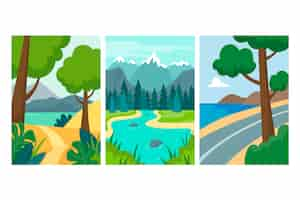 Vector gratuito colección de diferentes paisajes