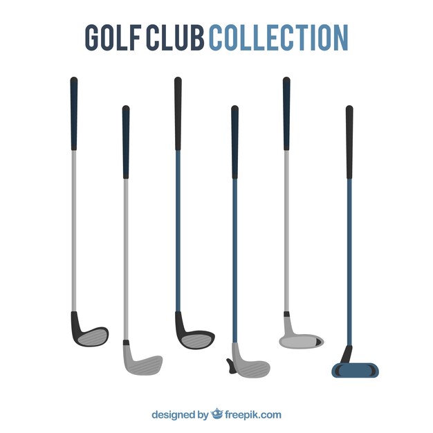 Colección de diferentes palos de golf