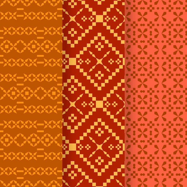 Colección de diferentes patrones de songket.