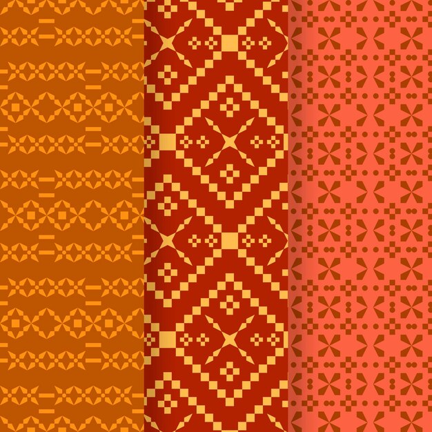 Colección de diferentes patrones de songket.