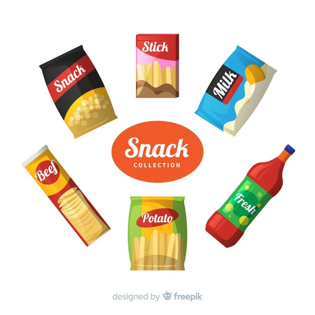 Colección de diferentes snacks