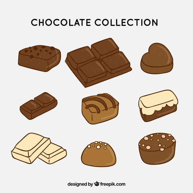 Colección de diferentes tipos de chocolate