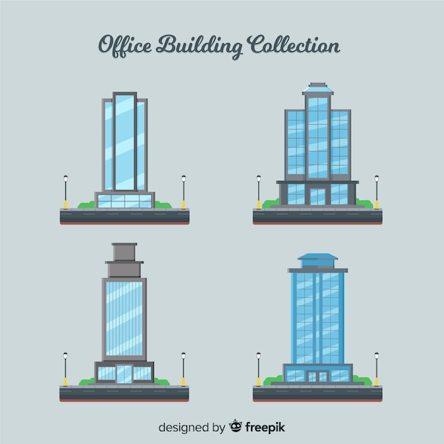 Vector gratuito colección de diferentes tipos de edificios de oficina